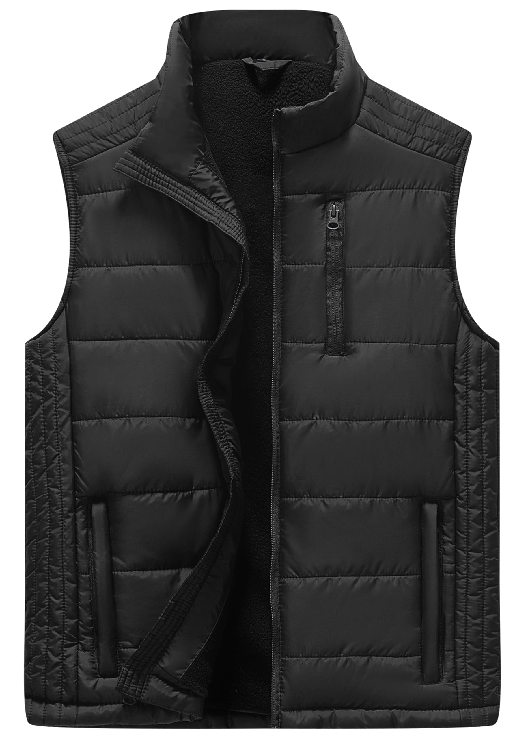 Vcansion Men's Outdoor Casual Stand Collar Padded Vest Coat