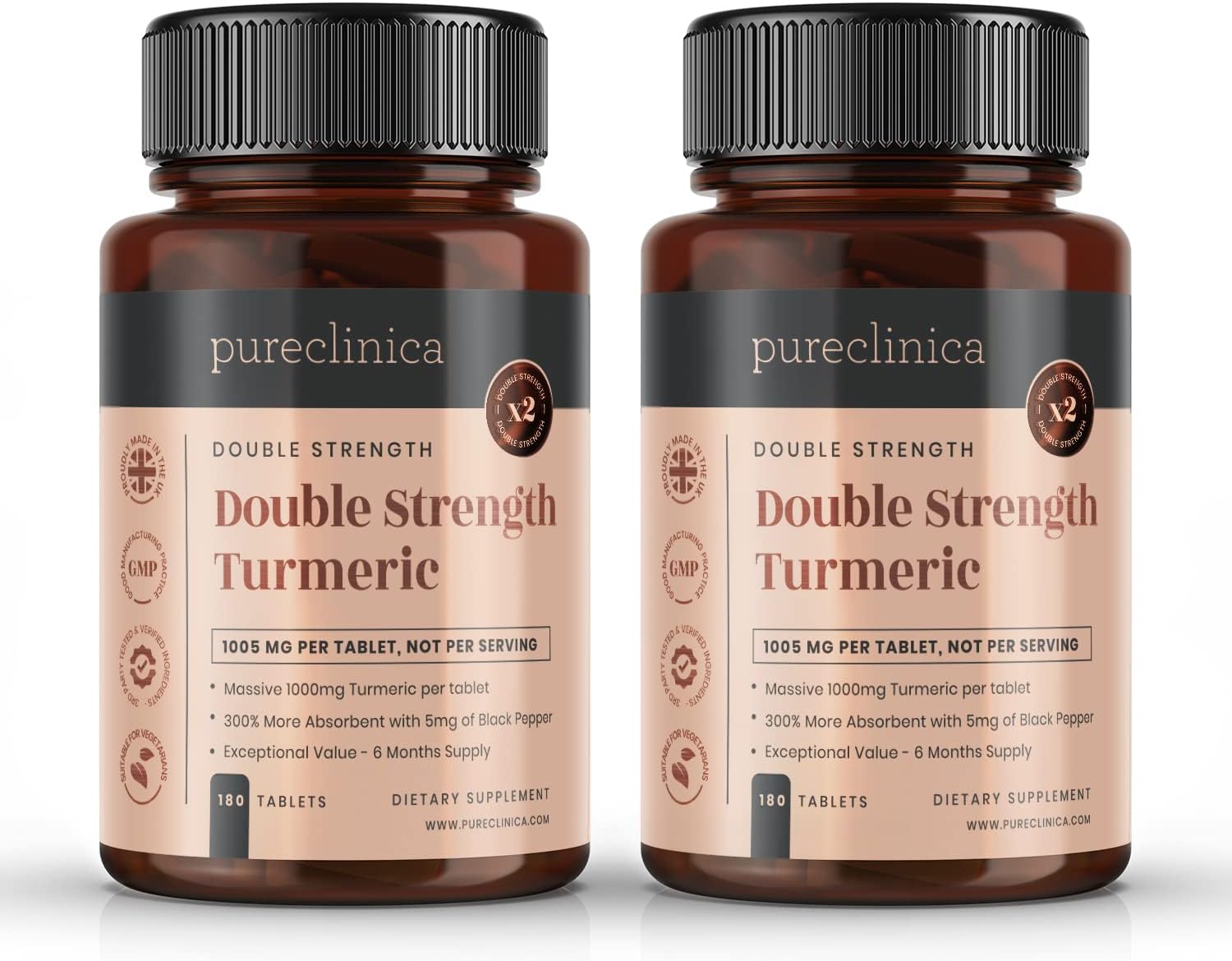 Double Strength Turmeric 1000mg x 360 Tablets (2 Bottles of 180