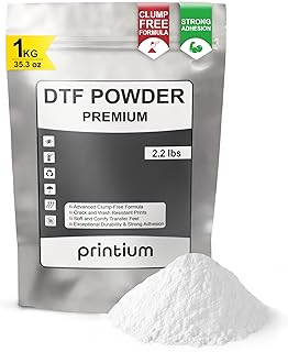 DTF Powder 2.2 lbs (1KG / 35.3 oz) Premium White – Hot Melt Adhesive for DTF Heat Transfers – for Thin & Lightweight Fabrics – Soft & Strong Adhesion – Clump-Free Formula – Crack & Wash Resistant