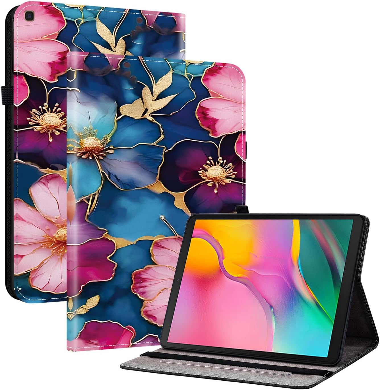 Designer iPad Case for Samsung Galaxy Tab A 10.1 (2019)/SM-T510/SM-T515 / 10.1", Premium Leather Flip Cover with Card Slots, Pen Holder, Adjustable Stand, Multiple Decorative Patterns,PSJ-P