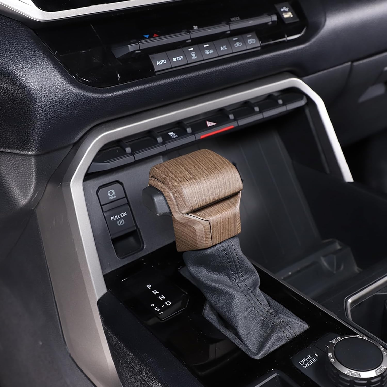 3PCS ABS Car Console Gear Gear Shift Knob Head Protection Trim,Shift Gear Protection Trim,Compatible with Toyota Tacoma 2024+ Interior Accessories (Pear Wood Grain)