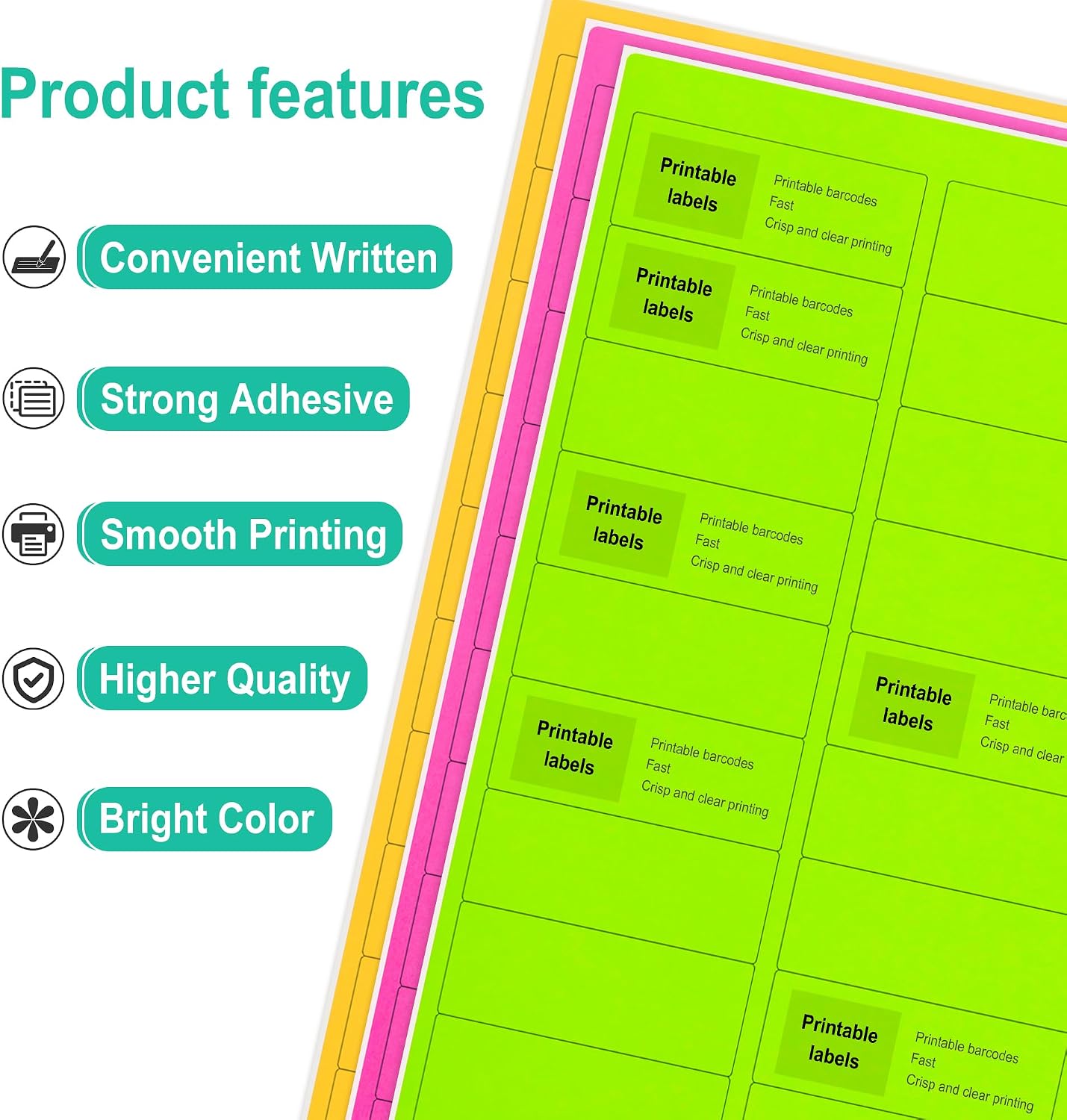 LLIKED 1" x2-5/8 Assorted Fluorescent Address Labels 900 Labels 30 Sheets image 3