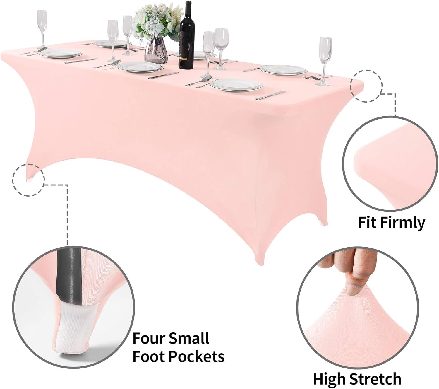 Spandex Table Cover for 6Ft or 4fT or 8ft Table Universal Fitted Stretch Tablecloth for Party, Banquet, Wedding and Events