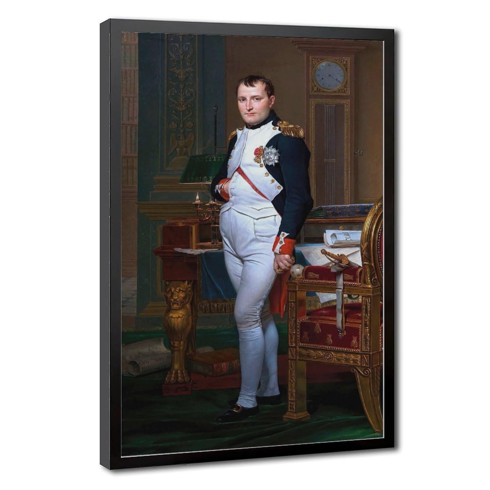 WCYB Stretched Canvas Napoleon in His Study Tuileries by Jacques-louis David History Prints Posters Canvas Deco Paintings Wall Art For Office Hangable Fram