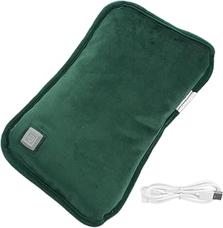 LALAFINA Electric Hot Water Bag with Soft Cover- Rechargeable Heating Pad Hot Water Bottle for, Cramps Sore Muscles, Hot Compress Bag Hand Warmer Green