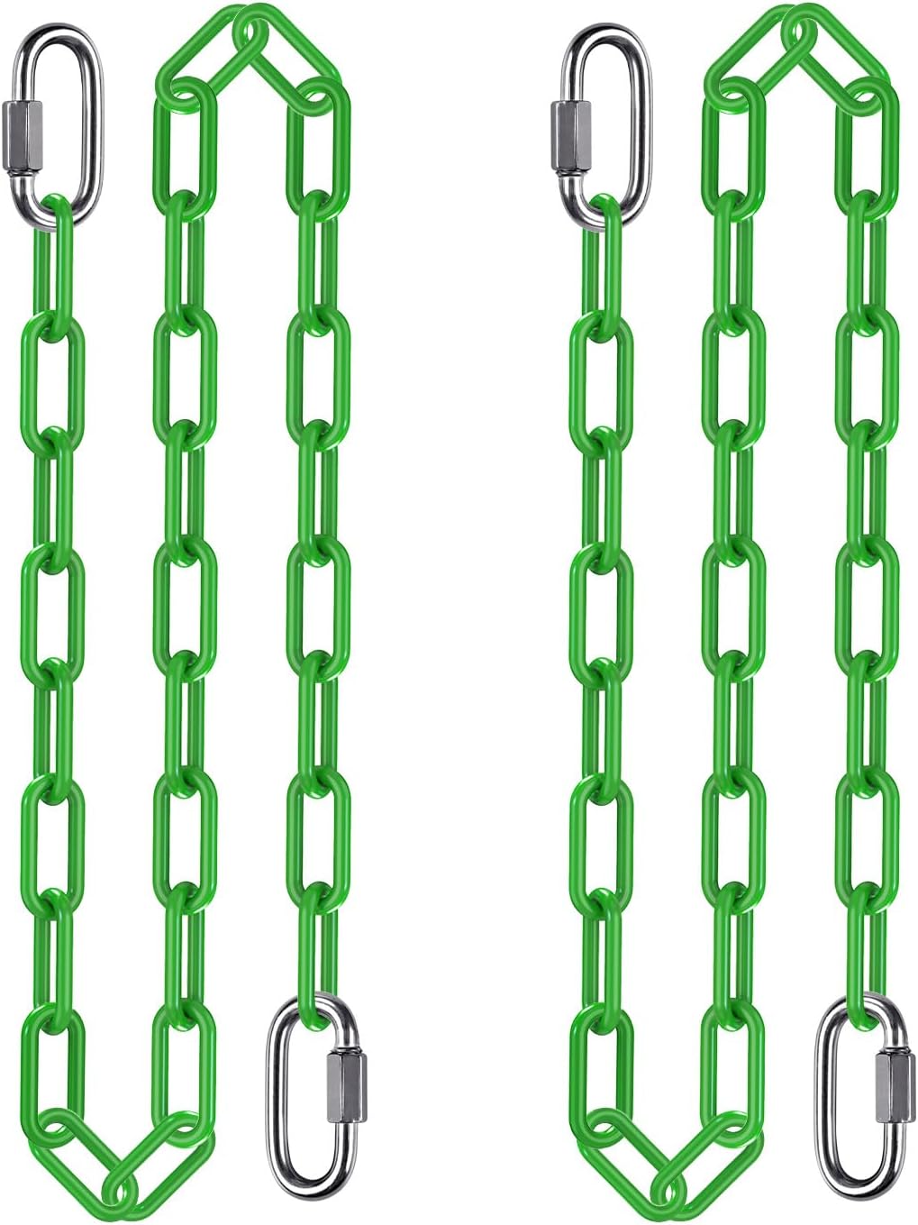 BeneLabel 2Pcs 100" Coated Swing Chain with Carabiners 1000 LBs Capacity Heavy Duty Hanging Chains Porch Swing Chains with Hooks Yellow Chain for Hammock Chairs, Tree Swing, Hanging Chair, Heavy Bags