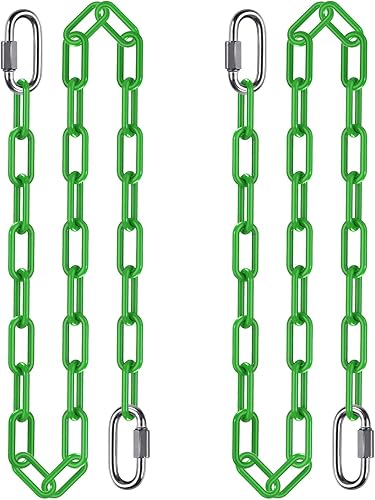 Miniatura 9 de 2 cadenas de columpio de 100 pulgadas con mosquetones, capacidad de 1000 libras, cadenas colgantes recubiertas resistentes, cadenas colgantes para