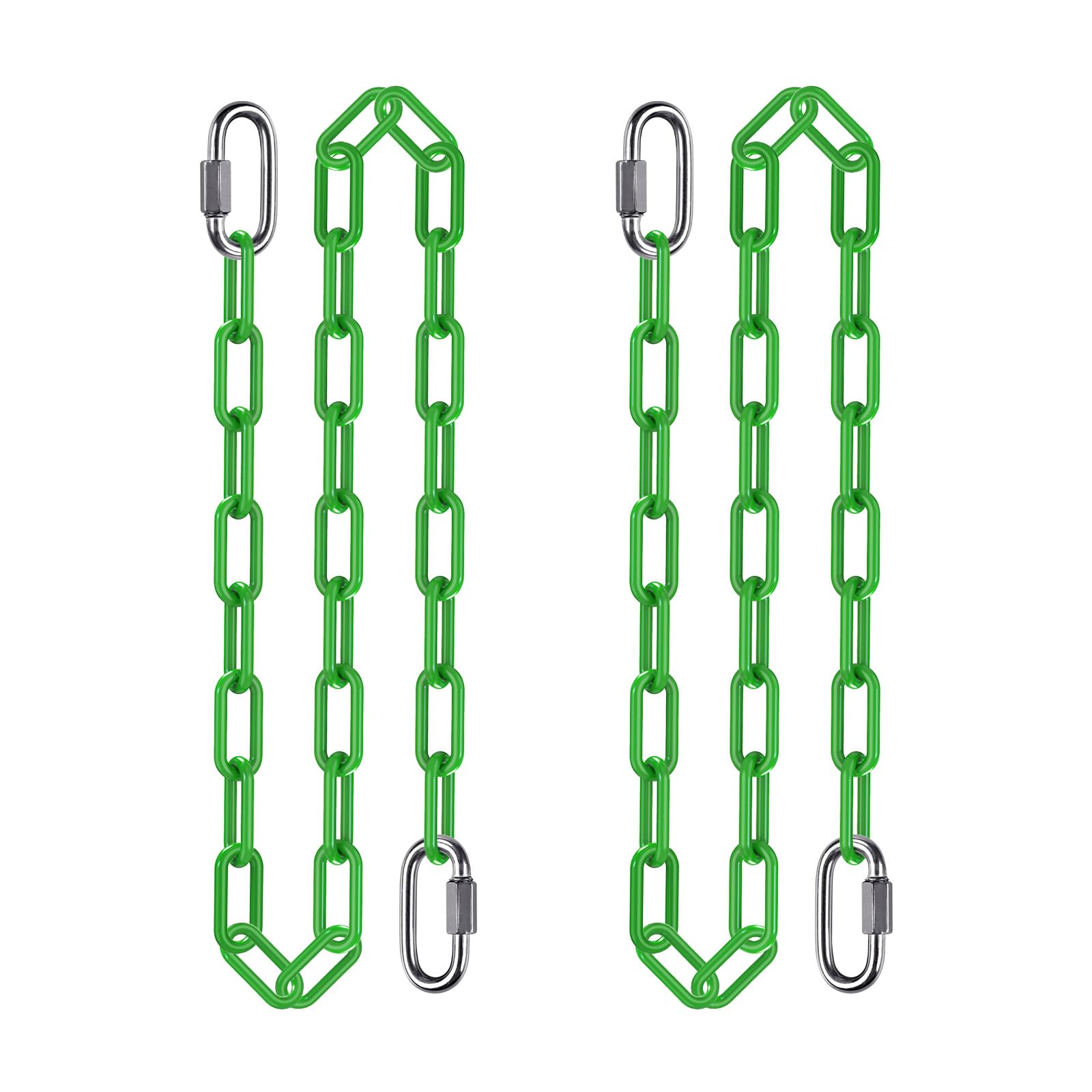 BeneLabel 2pcs Swing Chains, 150cm Hammock Chair Chain Heavy Duty Adjustable Metal Boxing Hanging Supplies with Carabiners Colored Punching Bag Sandbag Extender Kit, 5mm Diameter, 1000lbs/Green — image 1