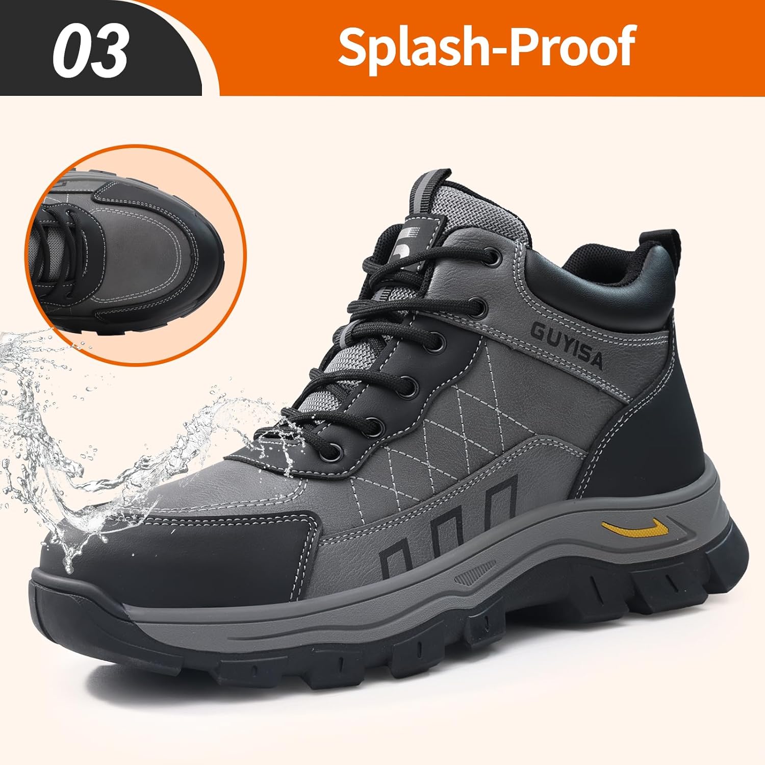 Work Boots for Men Steel Toe Safety Shoes Puncture Resistant Lightweight Industrial Construction Boots Water Resistant