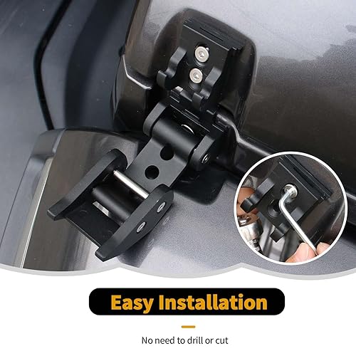 Miniatura 4 de Juego de pestillos de capó de aleación de aluminio de acero inoxidable para Jeep Wrangler JK JKU JL JLU y Gladiator JT 2007-2024, color negro