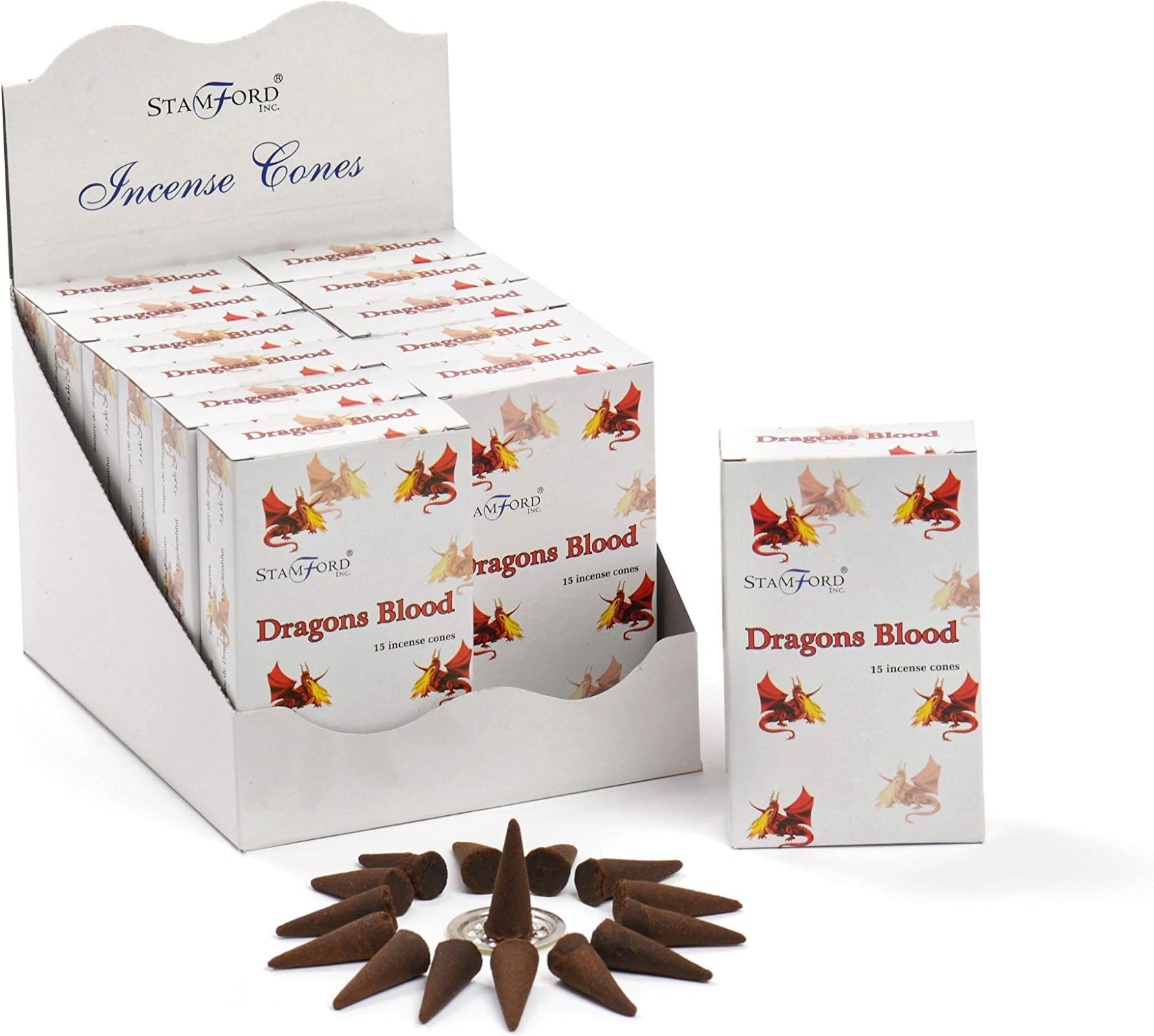 Stamford 37175 Dragons Blood Incense Cones, 15 Cones x 12 Packs Black
