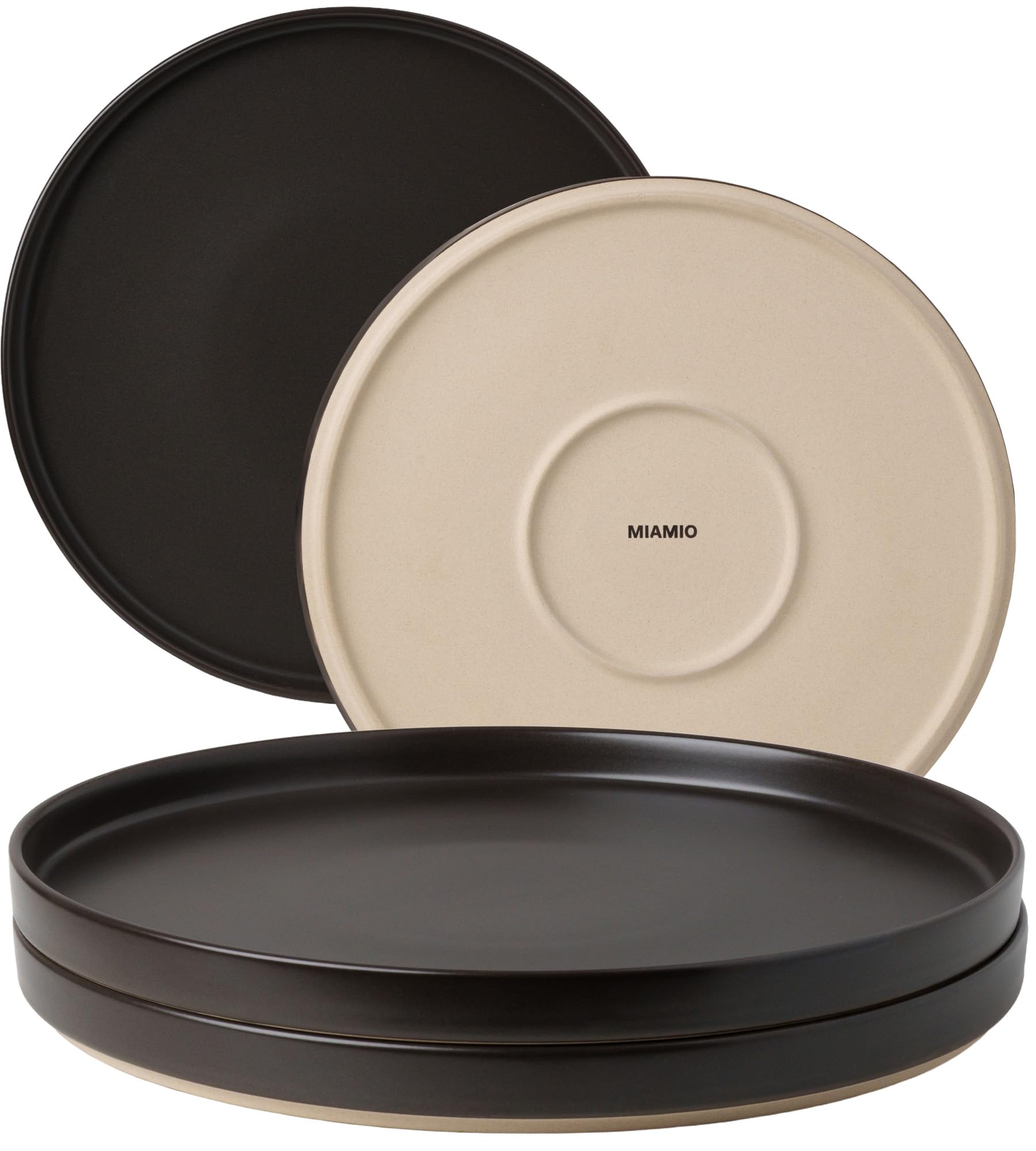 MIAMIO - Plate Set/Set of 4 Ceramic Dinner Plates - Sierra (Basalt)