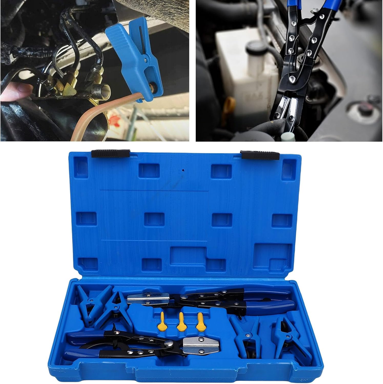 Hose Fluid Stopper Set, 8in 10in Fuel Line Clamp Pliers and Pipe Stopper Kit with Storage Case, for Cars Motorcycles Flexible Hoses