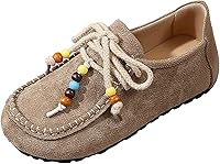 NHBEOEN Women's Beaded Suede Moccasin Loafers - Bohemian Yellow Slip-On Flats for Comfortable Walking & Work