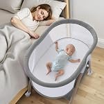 Bébé bassine - 3-in-1 Lit bébé portable avec moustiquaire & Sac de transport, conception amovible robuste, montage facile (Gray)