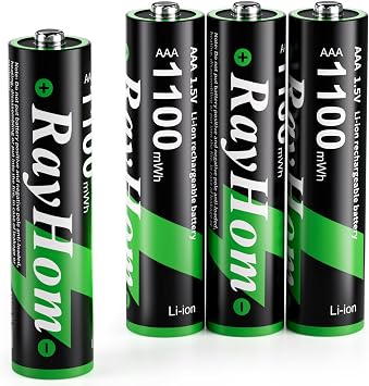 4 Pack 1100mWh Rechargeable AAA Batteries, 1.5V Constant Output