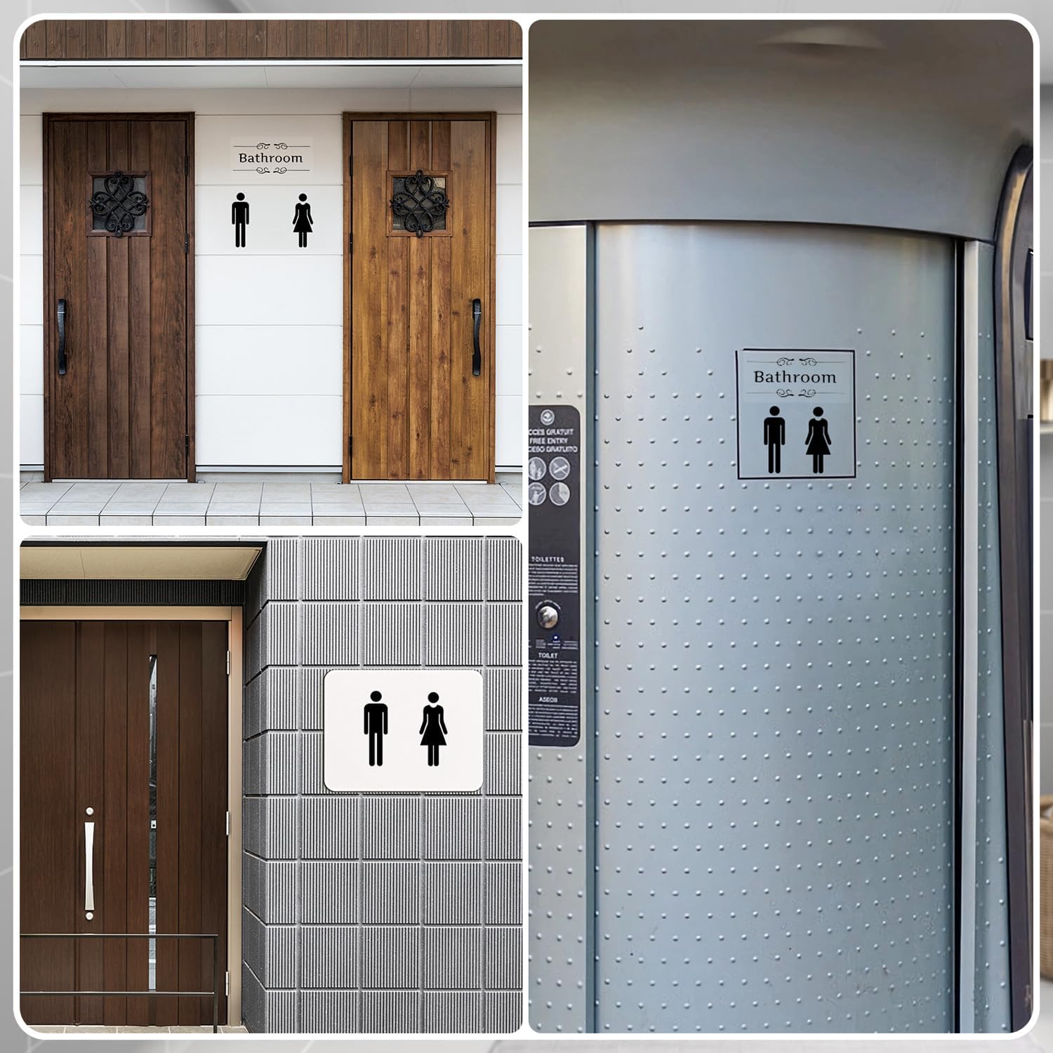 Bathroom Stickers for Door, Acrylic Adhesive Men and Women Door Signs with Stickers for Home Decor