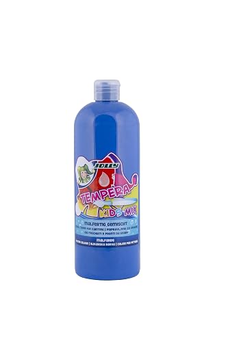 JOLLY Tempera Kids Mix paint, pintura líquida, frasco de 1L Azul ultramar, colores brillantes y opacos