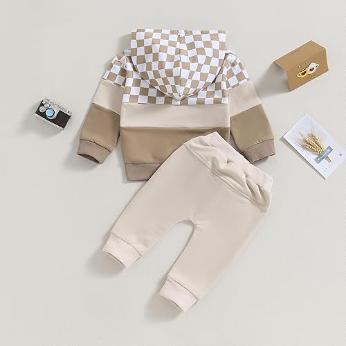 Miniatura 2 de Amiblvowa Ropa para bebé niño de 3 6 9 12 18 meses 2T 3T bloque de color sudadera con capucha y pantalones conjunto de primavera para el día de San