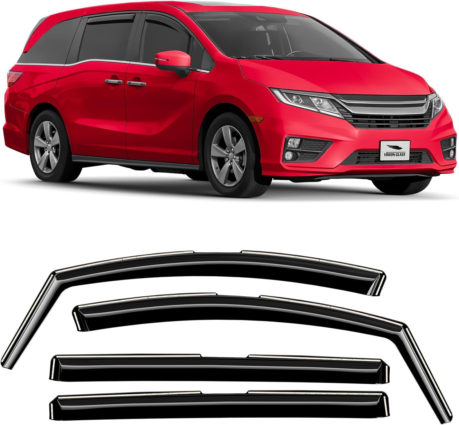 Photo 1 of Voron Glass in-Channel Extra Durable Rain Guards for Honda Odyssey 2018-2025, Window Deflectors, Vent Window Visors, 4 Pieces - 200718