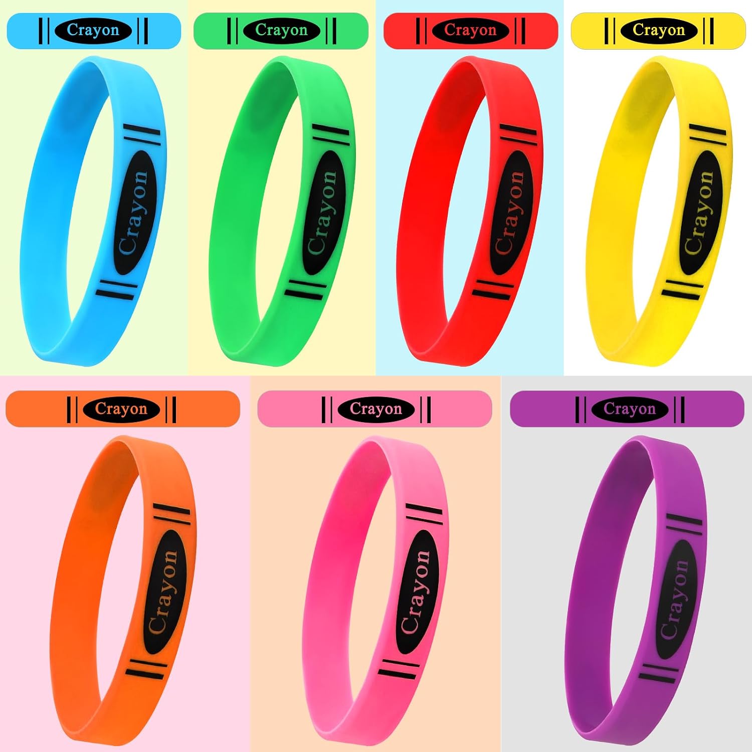 JUNEBRUSHS 42 Pcs Crayon Silicone Bracelets First Day of School Classroom Crayon Decor Welcome School Wristbands Back to School Party Favors for Students Exchange Teacher Gifts image 5