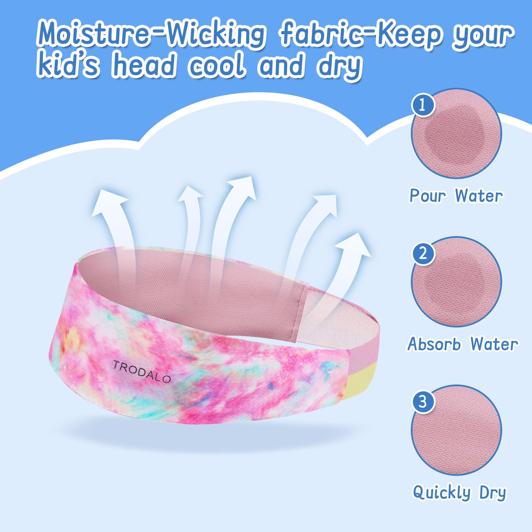 Kids Sports Headbands for Girls Boys, Moisture Wicking Elastic Cooling Sweatbands, Non-Slip Lightweight Stretchy Hairbands for Soccer, Running, Basketball, Tennis - 5