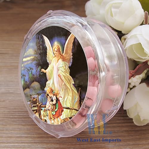 Miniatura 7 de WE First Communon Baptism - Rosario perfumado rosa – 12 rosarios de ángel de la guarda con caja de regalo individual y bolsas decoradas