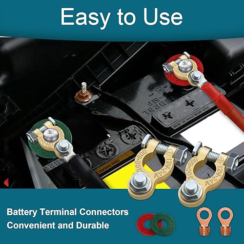 Miniatura 6 de ZONBANG Conectores de terminal de batería, 4 terminales de batería positivos y negativos, conector de terminal de batería de automóvil de