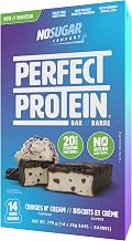 No Sugar Perfect Protein Bar - Cookies & Cream Flavor | 20g High Protein, Zero Sugar, Diabetic-Friendly, High Fiber, Keto-Friendly, Low Calorie, Nutrient Rich Healthy Snack | 14 Bars (55g)