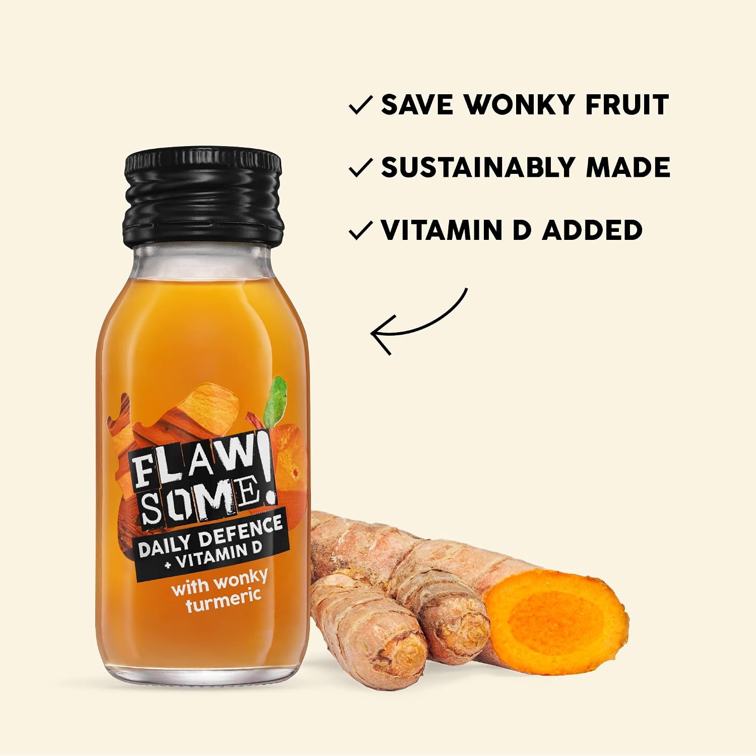Flawsome! Vitamin D Turmeric Shots (12x60ml), 12 x 60 ml - Image 3