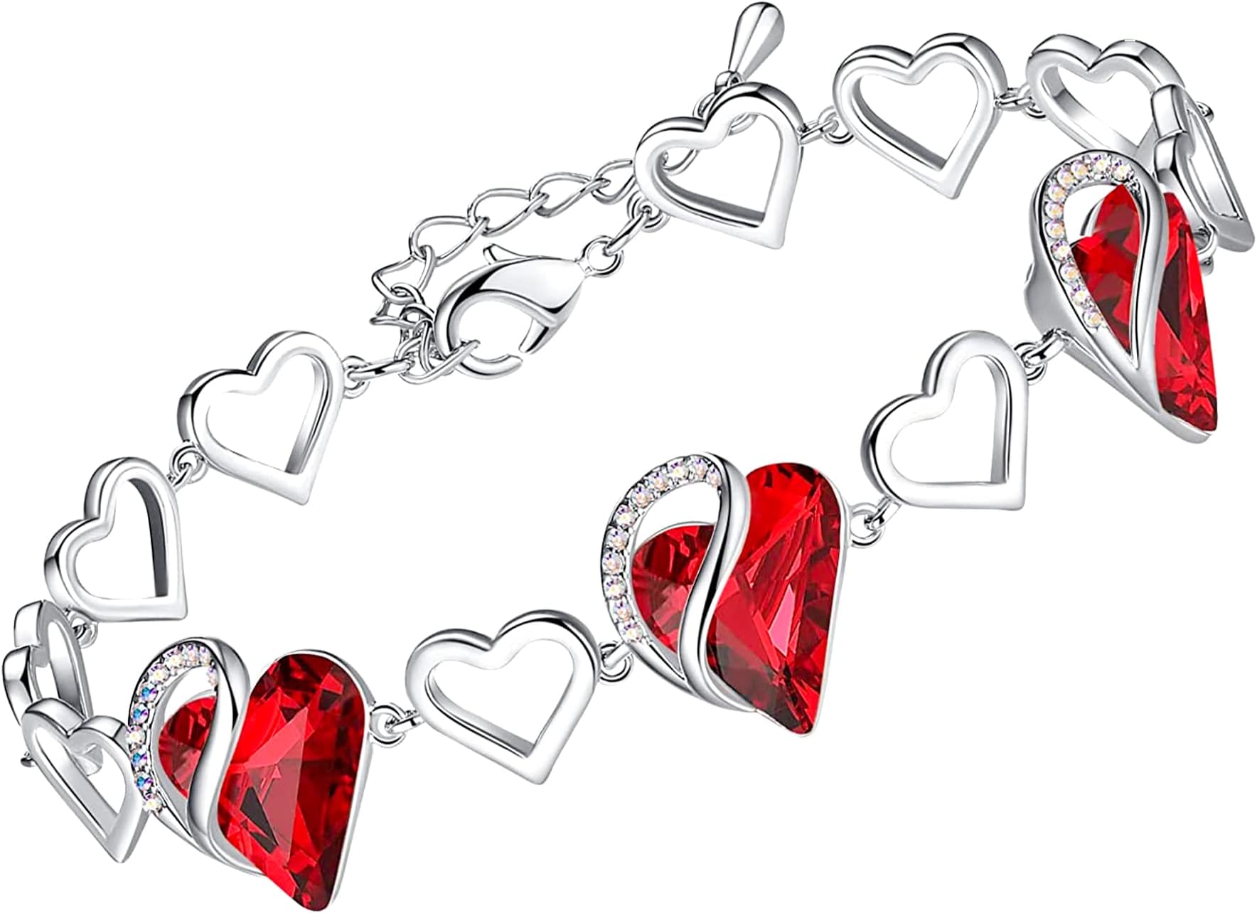 Infinity Love Heart Bracelet Made with Swarovski Crystals Amethyst Dark Pink February Birthstone Jewelry Gifts for Women
