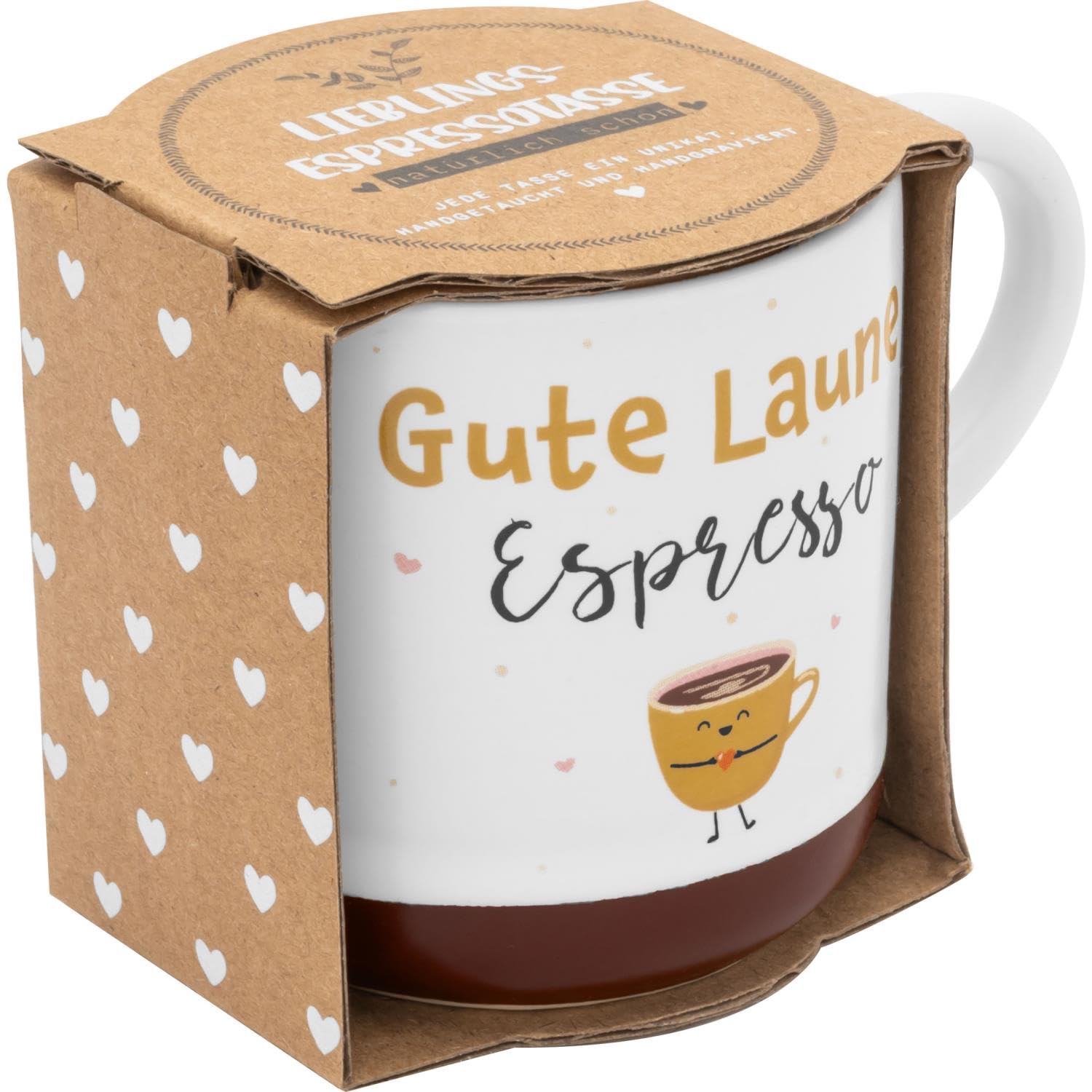 GRUSS & CO Espressokopje met gravure mini | Mok van aardewerk, 10 cl, met geschenkbanderol | Cadeau vrienden, verjaardag | 73936