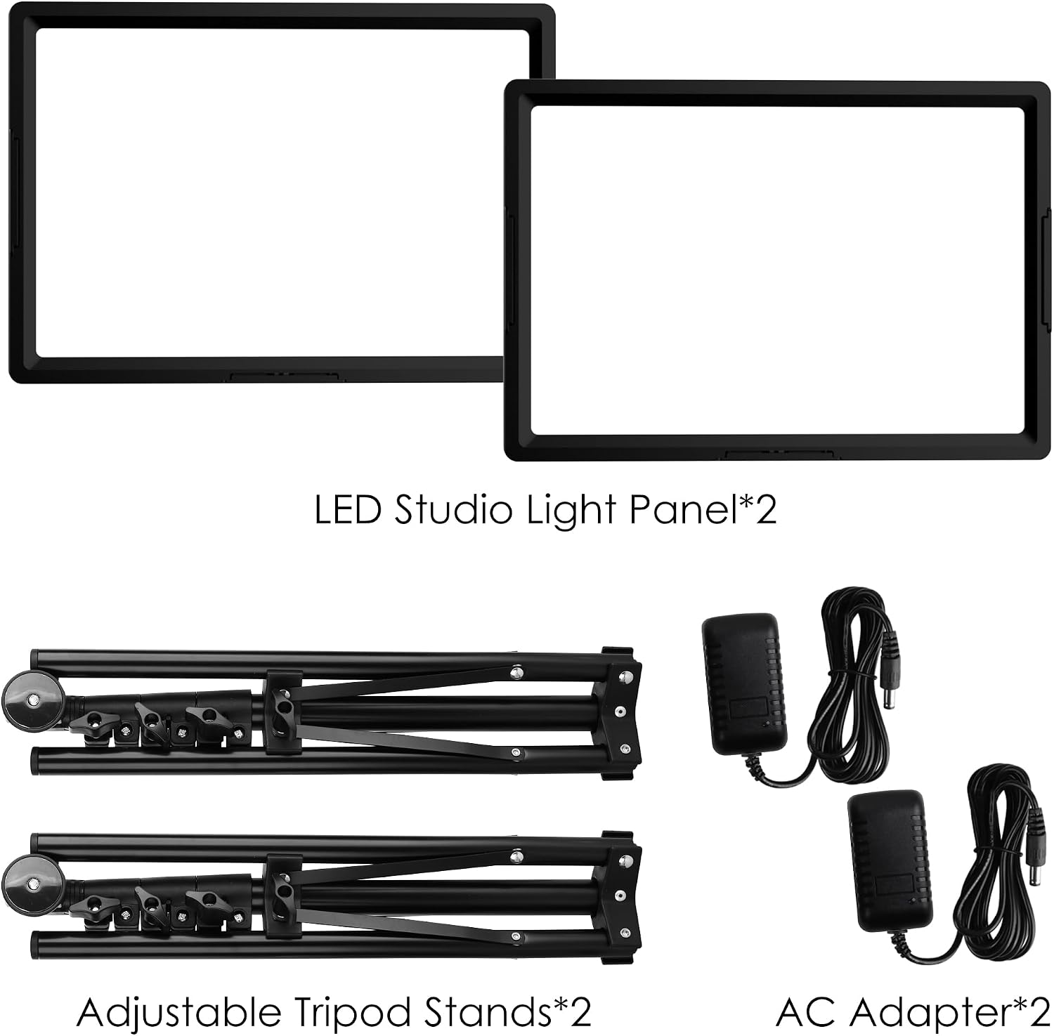 LED Photo Video Light 2-Pack, Ci-Fotto Bi-Color Dimmable LED Continuous Lights, Photography Lighting Kit 2800-6500K CRI 97+ for Studios, YouTube TikTok Video Recording, Game Streaming