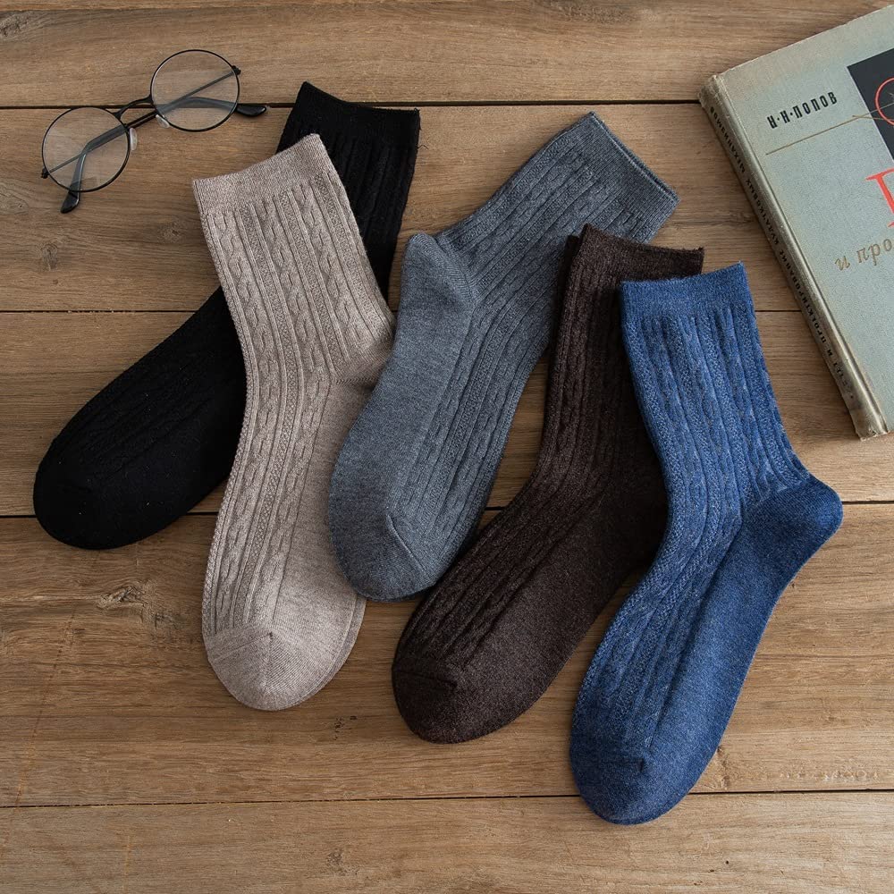 Calcetines de Lana de los Hombres Invierno biness cálido Regalos de los Calcetines de los Calcetines de la Raya del otoño (Color: un tamaño: 38-44) (Color : A, Size : 38-44)