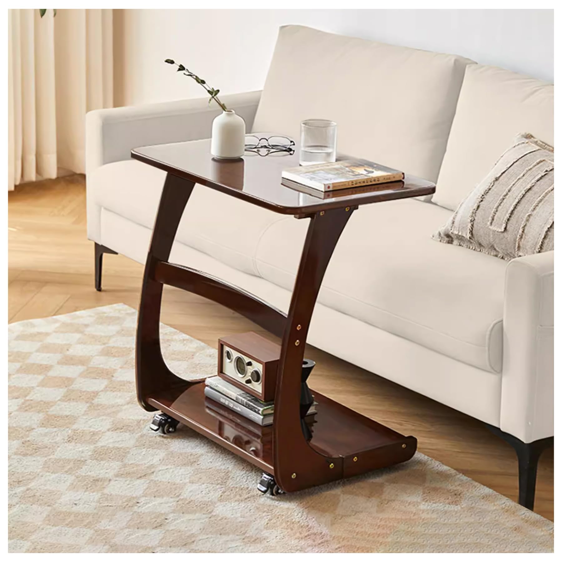 ZLGONRL End Tables Living Room Space Saving Side Table for Couch C Table End Table with Wheels Couch Tables That Slide Under