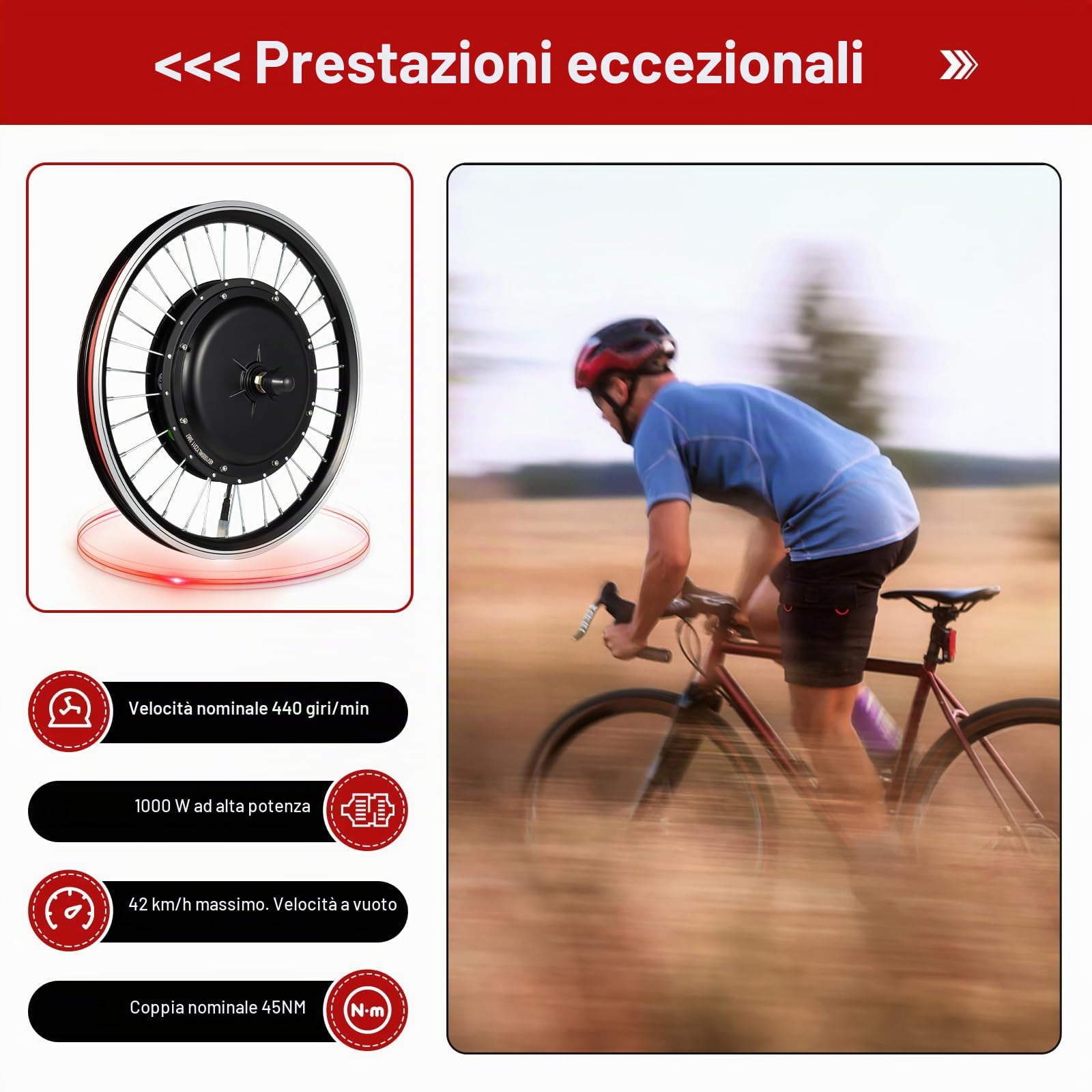 kit di conversione per ruota anteriore da 20", 1000 W, per bicicletta elettrica, con motore anteriore, display LED e acceleratore al pollice, incluso assistente alla pedalata, maniglione