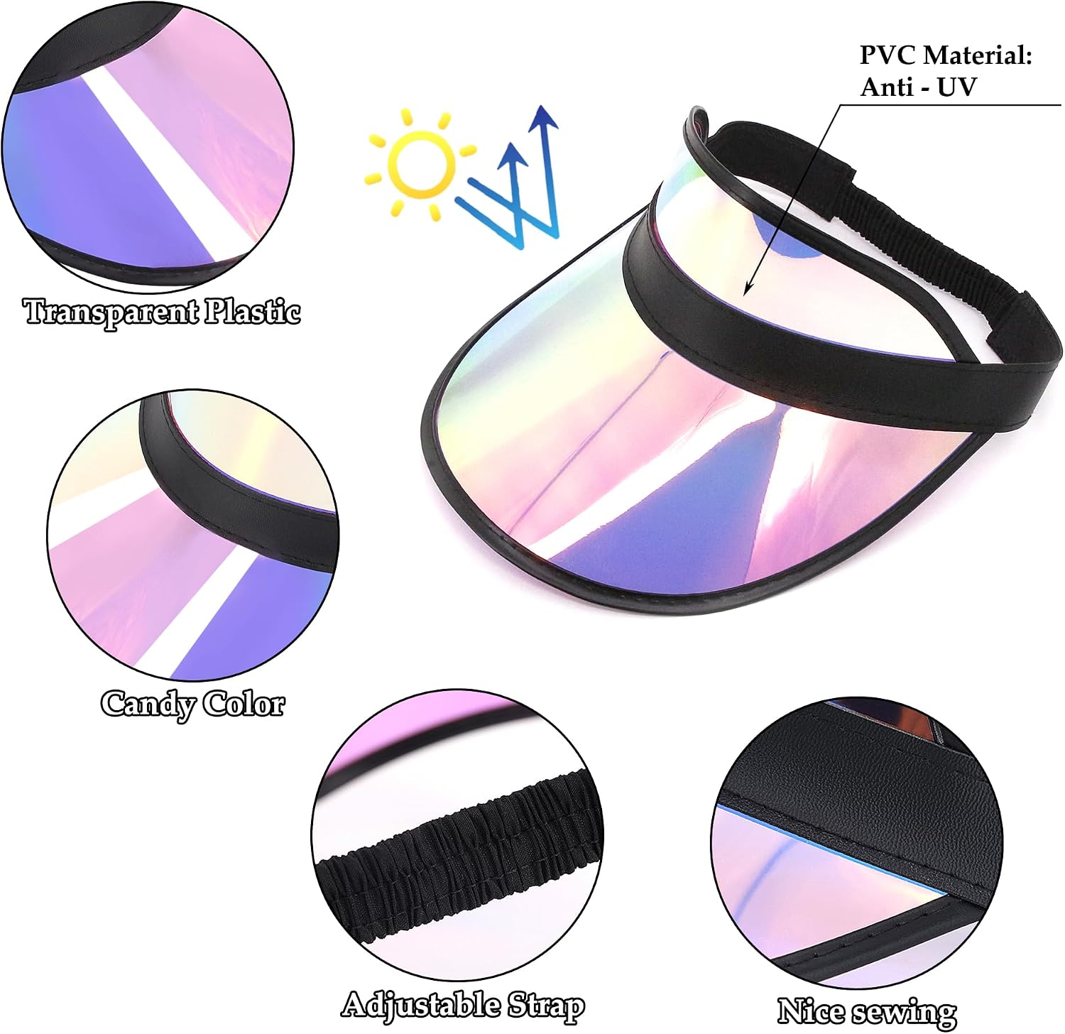 Surkat Plastics Clear Sun Visors UV Protection Hat Cap Headwear Sunhat for Golf Tennis Beach Cycle image 5