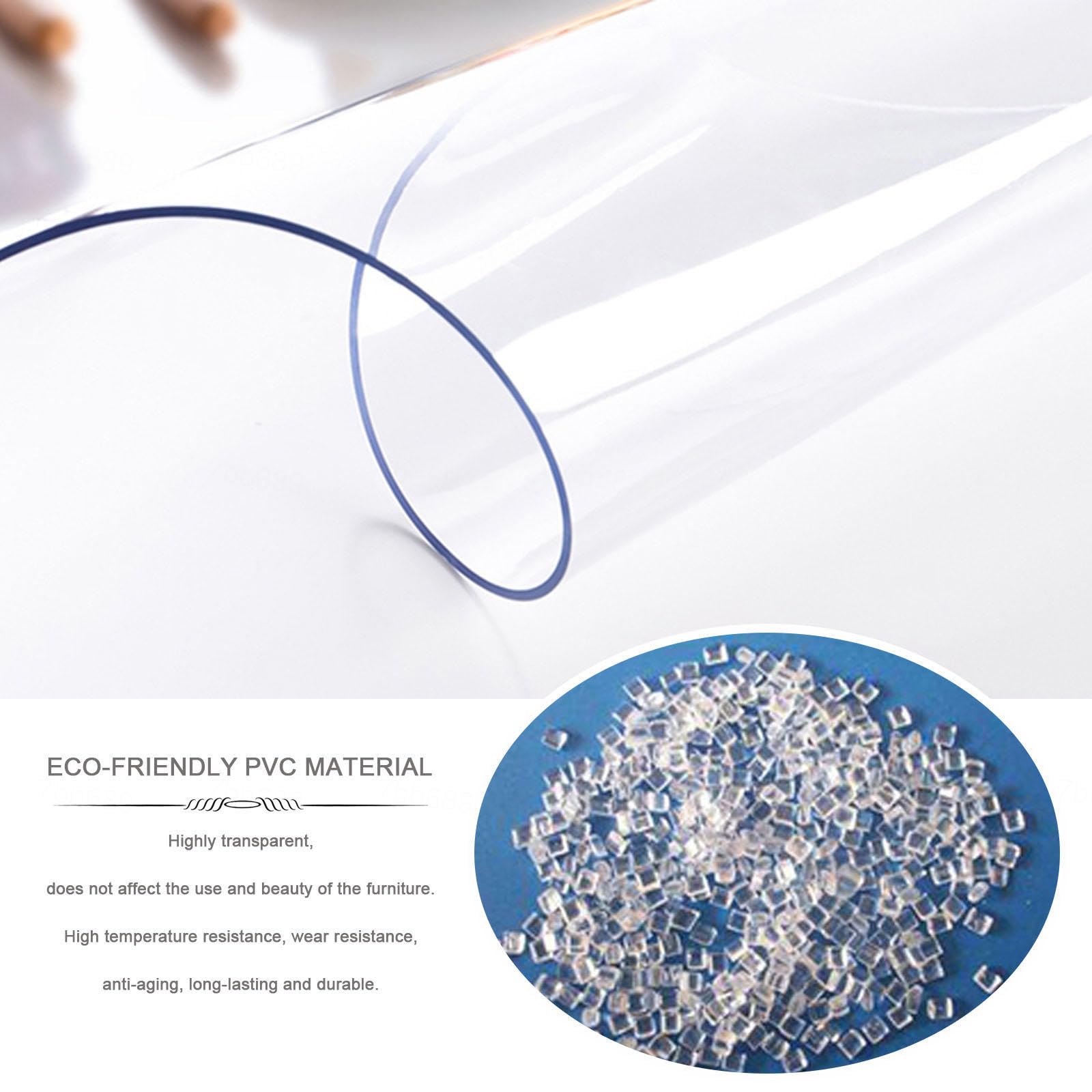 Nappe en PVC transparent de 2 mm d'épaisseur, nappe de table en vinyle résistant à la chaleur pour salle à manger, 75 x 150 cm, protecteur de table en plastique imperméable, parfaite pour la maison et