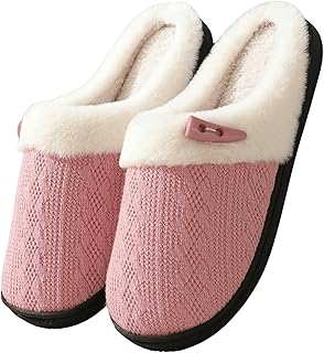 BERANMEY Fuzzy Memory Foam House Slippers Warm Cotton‑Blend Slip‑On Scuffs for Women & Men | Plush Indoor/Outdoor Unisex S...