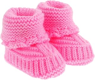 TEHAUX Botinhas De Bebê 1 Par De Sapatinhos De Crochê Para Bebê Sapatos De Crochê Para Recém-Nascidos Sapatos De Tricô À Mão Rosa Sapatos De Bebê Recém-nascido