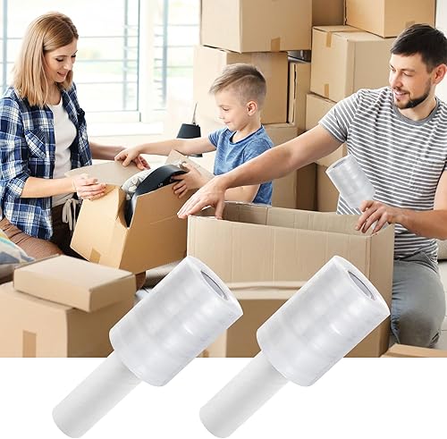 Miniatura 4 de Paquete de 6 películas elásticas con asa, calibre 80 de grosor, resistencia industrial, envoltura elástica a mano, película retráctil de plástico de