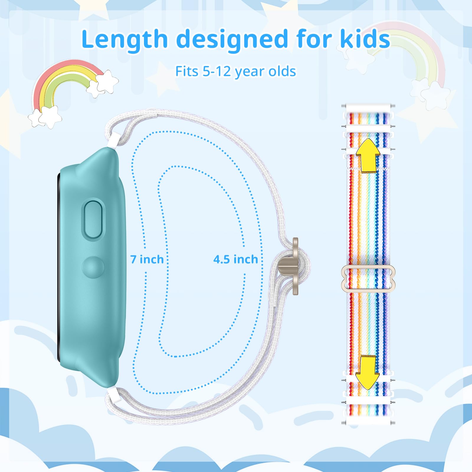 LETOID [Paquete de 3] Correa de repuesto para niños compatible con Gizmo Watch 3 2 1/Gabb Watch 3 2 1/Sync UP/Cosmo Watch, correa elástica suave transpirable de 20 mm de tamaño pequeño para niños y