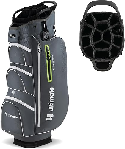 Miniatura 9 de Goplus Bolsa de carrito de golf con divisores superiores de 15 vías, bolsa de club de golf con 7 bolsillos con cremallera, bolsa refrigerante,