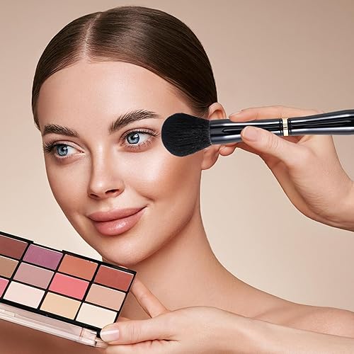 Miniatura 9 de Ponhey Juego de brochas de maquillaje de viaje 4 en 1, cepillo de maquillaje de viaje desmontable con estuche para base, polvo suelto, corrector,