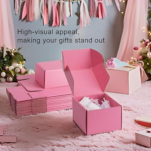 Miniatura 6 de Cajas de envío pequeñas rosas de 6 x 6 x 4 Paquete de 25 cajas de cartón corrugado para embalaje, correo, regalo Resistentes, reciclables,