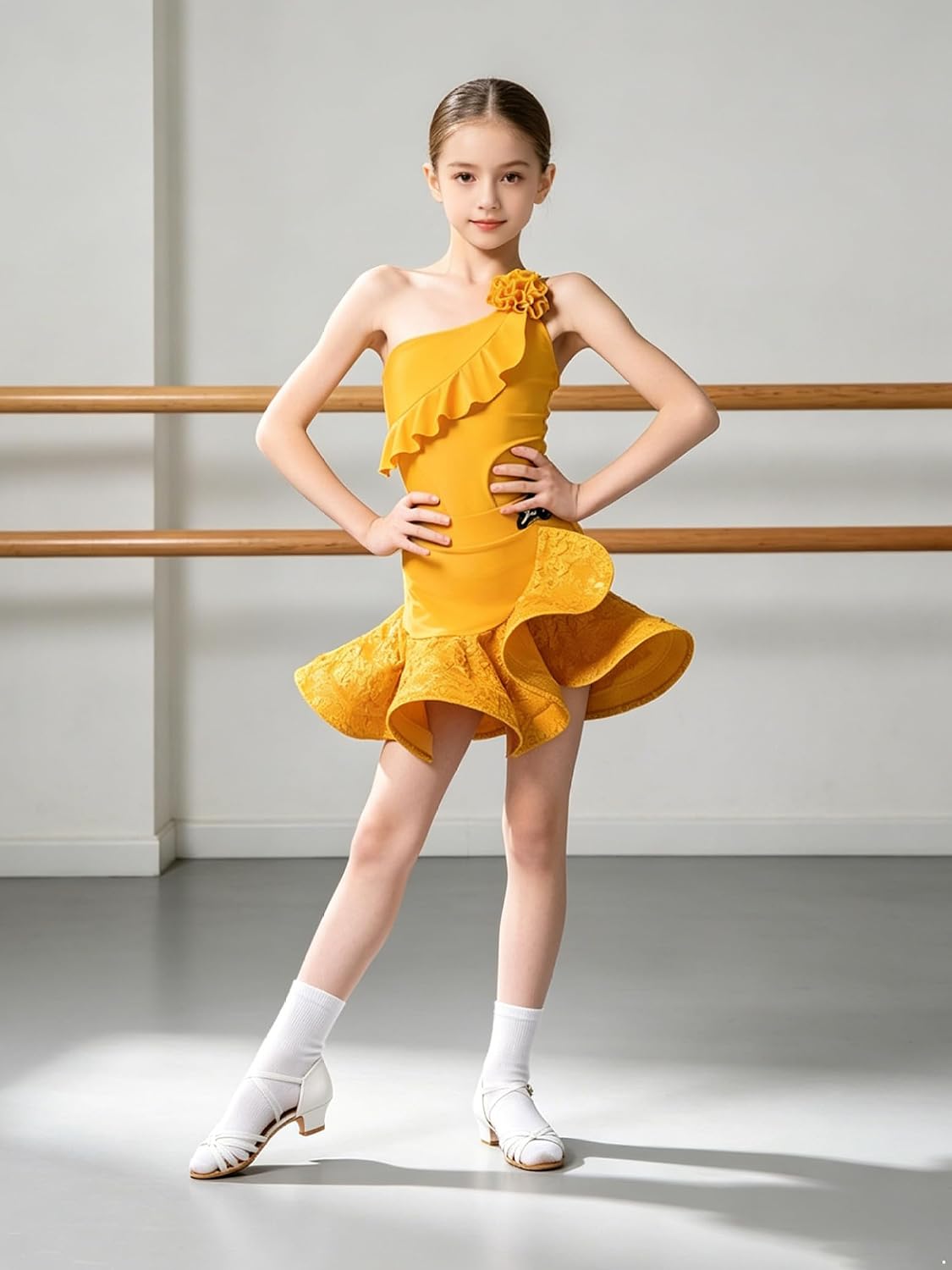 Girls Latin Dance Dress for Figure Skating Gala Apparel Showcase Recital Competition Performance