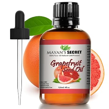 Mayans Secret 100% Pure Grapefruit Seed Oil, Premium Quality/Undiluted/Refined Cold Pressed/4 fl oz Glass Jar