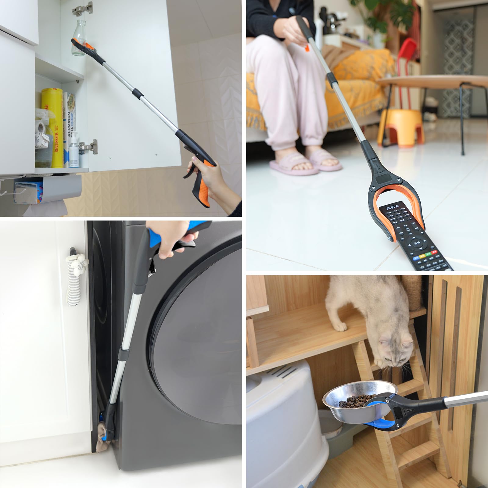 Pinza Raccogli Oggetti 80 cm Set da 2, Pinza Telescopica Prendi Oggetti Ergonomica con Artiglio Antiscivolo e Testa Girevole, Pinza Raccogli Rifiuti per Anziani