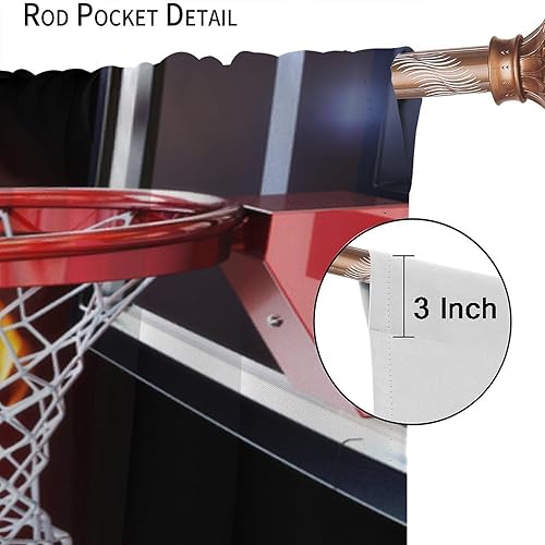 Vista 146 de Boys Sports Curtains Basketball Football Baseball Flame Pattern Printed Curtains Kids and Teenagers' Bedroom Living Room Blackout Curtains W42 * L54