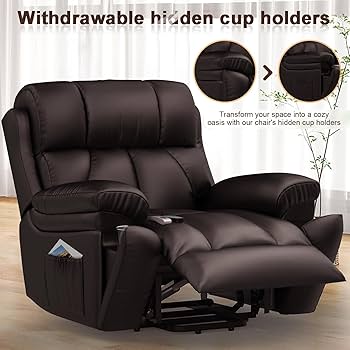 YONISEE Oversized Lift Chairs Recliner For Elderly With Massage And Heat Overstuffed Wide Recliners Electric Recliner Chairs For Adults Heavy Duty And Safety Motion With 2 Concealed Cup Holders
